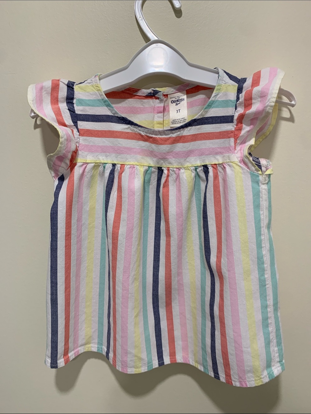OshKosh B'gosh 3T Girls Multicolor Cotton Ruffle Sleeve Top